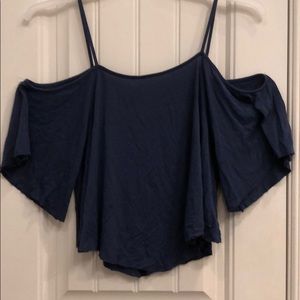 Blue tank with sleeves
